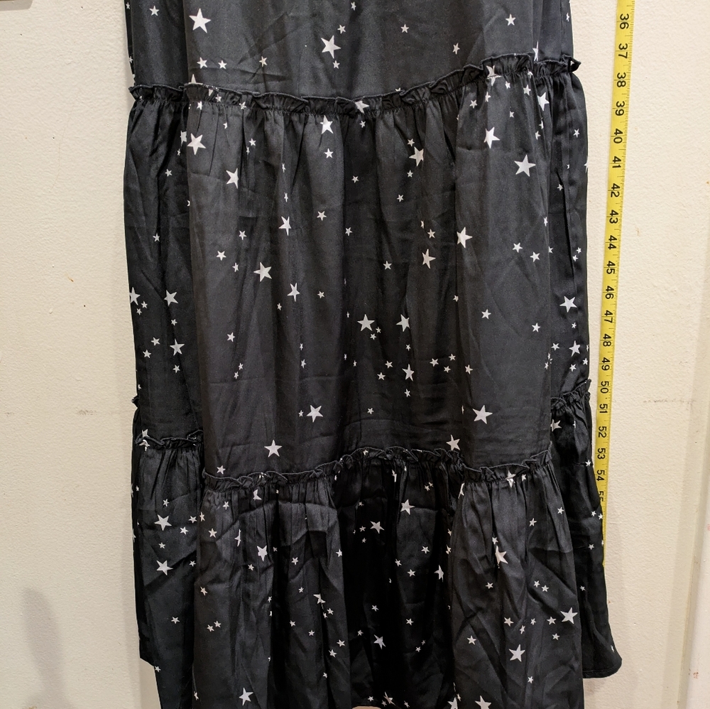 Lacey Chabert Elegant Black Starry Maxi Dress Size Large - Picture 3 of 12